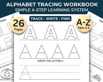 Alphabet Tracing Worksheets A-Z – Preschool Letter Practice (Digital Download)