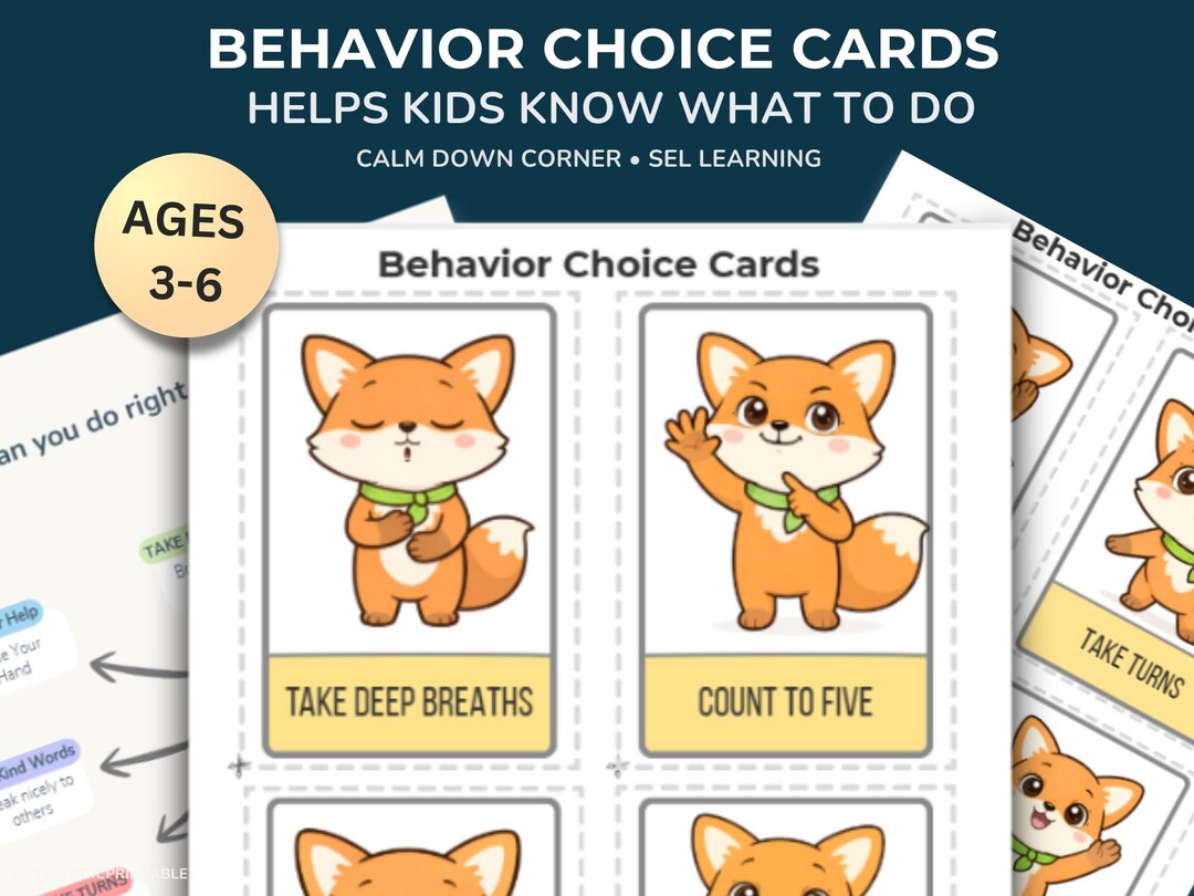 Behavior Choice Map Behavior Choice Cards for Kids | Calm Down Visual Supports (digital ...