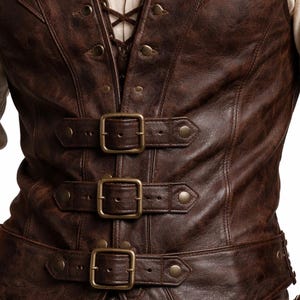 Men’s Leather Pirate Vest, Viking Steampunk Gothic Vest, Renaissance Fair LARP Costume, Handmade Leather Vest for Men