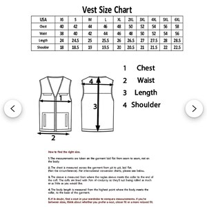 Size chart for pirate leather vest men steampunk vest gothic vest