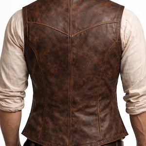 Leather Pirate Vest for Men | Viking Steampunk Gothic Vest | Renaissance Fair LARP Costume | Men's Leather Vest