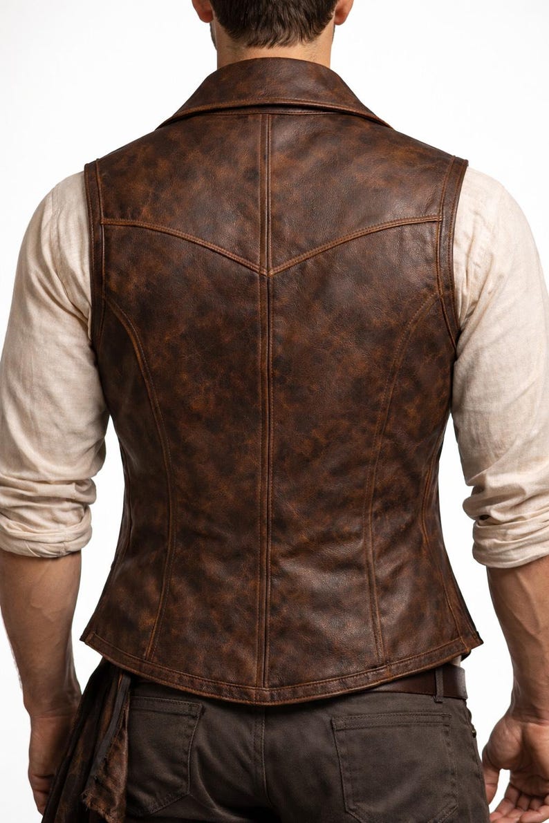 Leather Pirate Vest for Men | Viking Steampunk Gothic Vest | Renaissance Fair LARP Costume | Men's Leather Vest