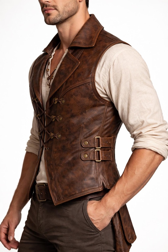 Handmade Leather Pirate Vest | Renaissance LARP Costume
