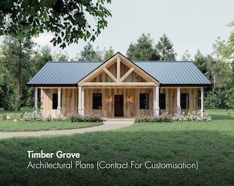 Barndominium-plattegronden van 30 x 50 | Moderne boerderij met 4 slaapkamers | Scandinavische huisplannen | Moderne ranch met 4 slaapkamers | Nordic House Plan - pdf's en CAD-bestanden
