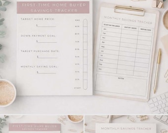 First Time Home Buyer Savings Tracker | Down Payment Planner | Printable Mortgage Budget | Home Buying Checklist PDF