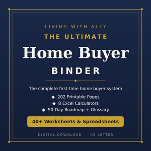 Ultimate First Time Home Buyer Binder Bundle | Complete Home Buying Planner Kit, Spreadsheets + Printables