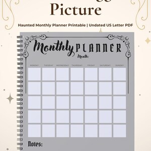 Peut inclure: Un agenda mensuel à spirales avec une couverture grise. L'agenda comprend une grille de calendrier avec les jours de la semaine et un espace pour les notes. Le texte "See the Bigger Picture" et "Monthly Planner" est affiché sur la couverture.