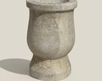 Vaso de pedra natural travertino – Feito à mão
