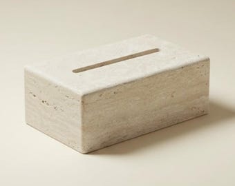 Servilletero de piedra natural travertino: diseño minimalista artesanal