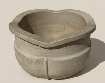 Vaso de pedra natural travertino – Feito à mão