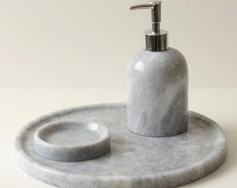 Grey Marble Bathroom & Kitchen Set (3 Pieces, Handcrafted)
