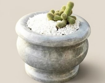 Vaso de mármore natural cinza-fumaça – Feito à mão