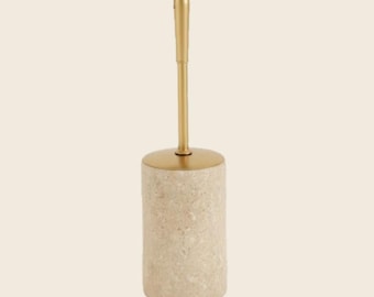 Porte-brosse WC en travertin naturel – Plusieurs couleurs de manche disponibles