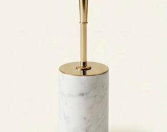 Porte-brosse WC en marbre blanc – Plusieurs options de couleur de poignée