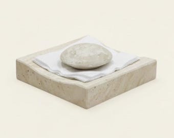 Travertine Natural Stone Napkin Holder – Square Minimal Design