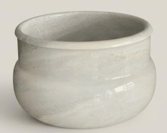 Vaso/Tigela de Mármore Natural Branco – Feito à Mão