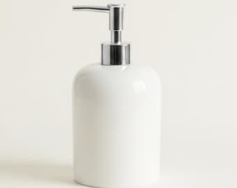 Distributeur de savon liquide en marbre blanc - Accessoire de salle de bain en pierre naturelle