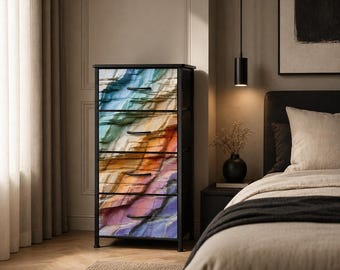 Agate Pattern Drawer Cabinet | Colorful Stone Effect Dresser | Artistic Decor Furniture | Modern Accent Storage | Abstract Cabinet