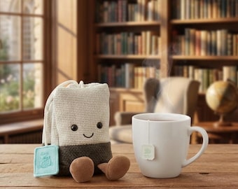 Peluche Kawaii de bolsita de té de 12 cm, suave y acogedor / Regalo de decoración de otoño e invierno