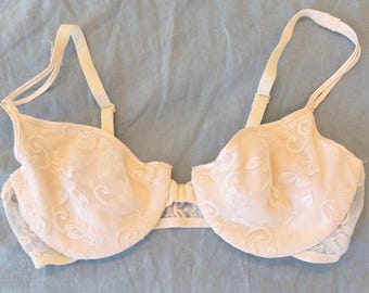 Ivory Lace Natori Bra | Front Clasp | Bridal Lingerie | Balconette | Sheer | 34C