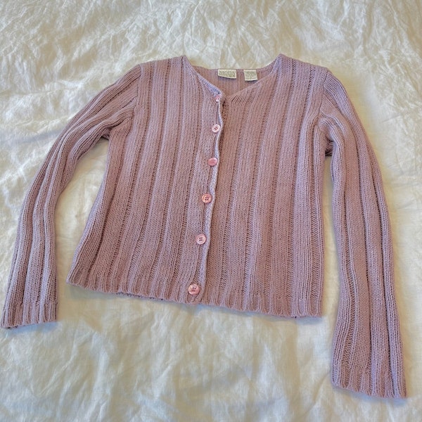 1990's Lavender Silk Blend Sweater | Cropped Cardigan | Clueless | Angora | Size Small - Medium