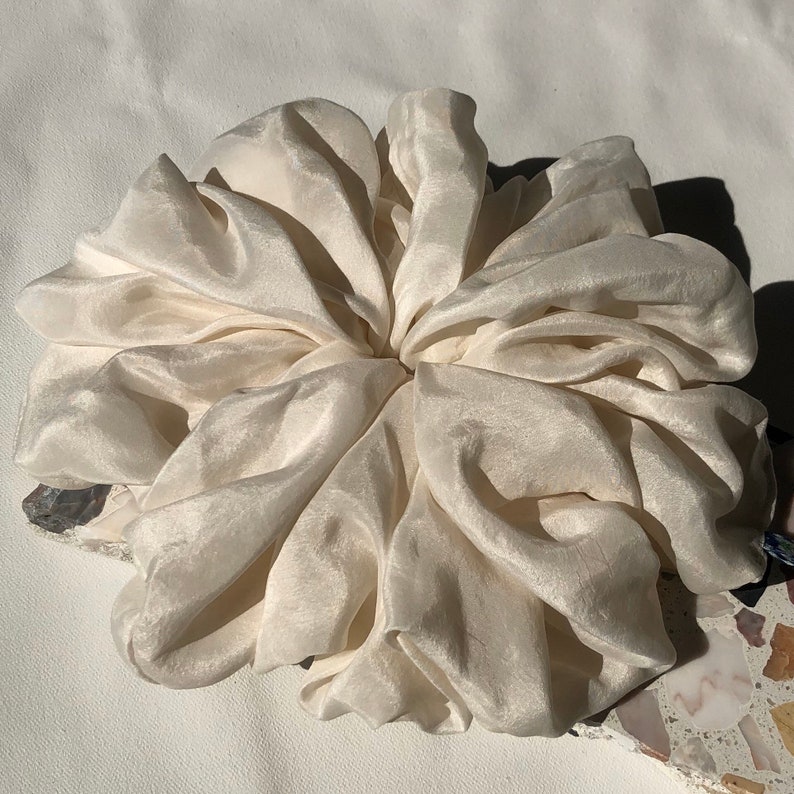 Porcelain 100/% Silk Scrunchie by The Delft Cactus Vintage Oversized ~size large~