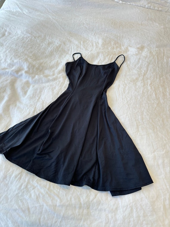 1990's Tapemeasure Black Dress | Crossback | Mini… - image 3