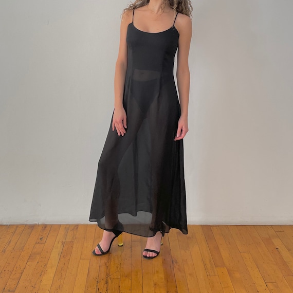black chiffon slip dress