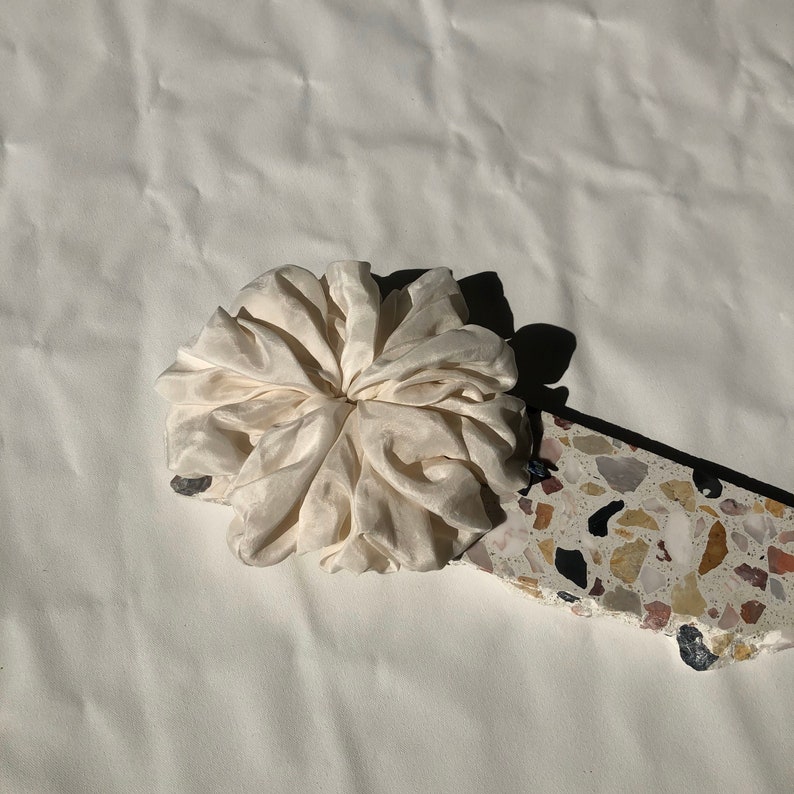 Porcelain 100/% Silk Scrunchie by The Delft Cactus Vintage Oversized ~size large~
