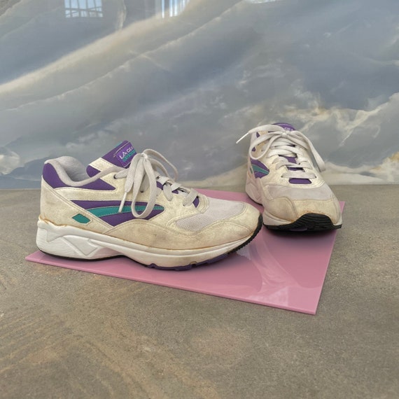 1993 LA Gear Sneakers White Teal Purple Tennis Shoes Sport Style