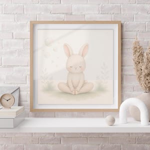 Lapin lié pose d'art mural, yoga animal imprimable, décoration yoga pour enfants, art mural pour chambre d'enfant, décoration de chambre d'enfants, téléchargement numérique