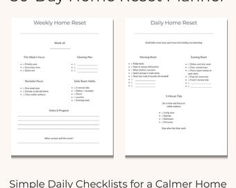 30-Day Home Reset Planner | Simple Daily Checklists for a Calmer Home