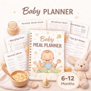 Pianificatore di pasti per neonati 6-12 mesi in PDF | Programma di alimentazione del neonato | Piano alimentare BLW | Guida stampabile all'alimentazione del neonato | Monitoraggio del bambino per le mamme