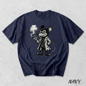 Vintage Mickey Mouse T-Shirt, Dark Cartoon Character, Retro Goth Mouse Smoking Cigar, Edgy Streetwear Graphic, Old School Horror Comic Art image 15