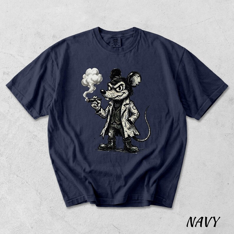 Vintage Mickey Mouse T-Shirt, Dark Cartoon Character, Retro Goth Mouse Smoking Cigar, Edgy Streetwear Graphic, Old School Horror Comic Art image 15