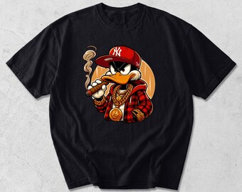 Camiseta urbana con estampado de pato y dibujos animados divertidos, camiseta urbana con animales, camiseta estilo hip hop, regalo moderno para él.