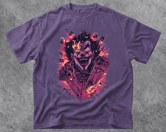 Joker Style Killer Clown Shirt, Comfort Colors® Vintage Horror Tee, Maniacal Clown Graphic T-Shirt, Evil Butcher Top, Gothic Spooky Gift