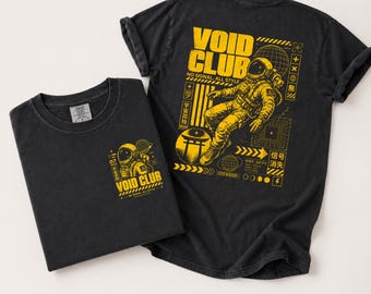Void Club Astronaut Shirt, Retro Cyberpunk Space Tee, Vintage Torii Gate Graphic Clothing, Aesthetic Techwear Futuristic Outfit Gift For Him