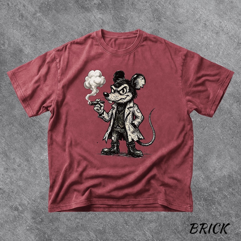 Vintage Mickey Mouse T-Shirt, Dark Cartoon Character, Retro Goth Mouse Smoking Cigar, Edgy Streetwear Graphic, Old School Horror Comic Art image 7
