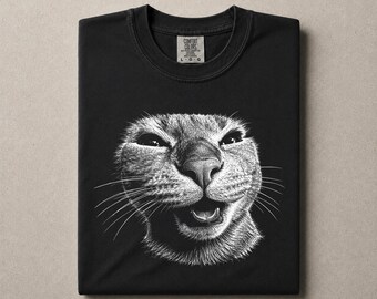 Cat Face Graphic Shirt, Comfort Colors  Animal Portrait Top, Pet Lover Gift, Vintage Distressed Feline Clothing