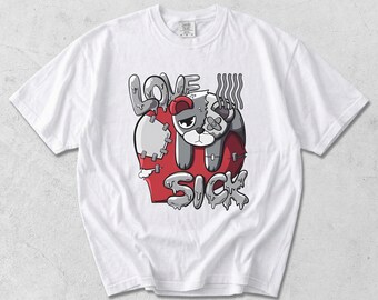 Camiseta Love Sick, camiseta con estampado de corazón y oso triste, camiseta retro de estilo urbano con dibujos animados, top de oso estilo Mickey, regalo gótico con estética Y2K, ropa urbana.