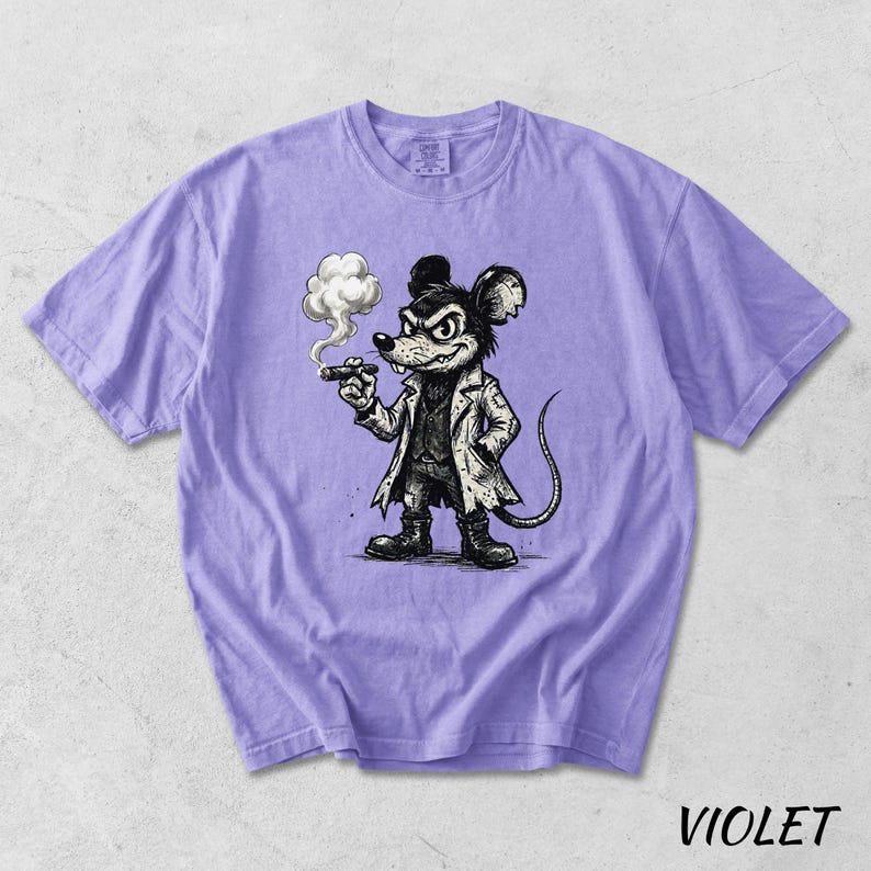 Vintage Mickey Mouse T-Shirt, Dark Cartoon Character, Retro Goth Mouse Smoking Cigar, Edgy Streetwear Graphic, Old School Horror Comic Art image 16