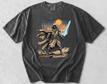 Camiseta inspirada en Star Wars, camiseta Comfort Colors Desert Warrior, camiseta gráfica retro de ciencia ficción, estética vintage de Star Wars, Space Knight
