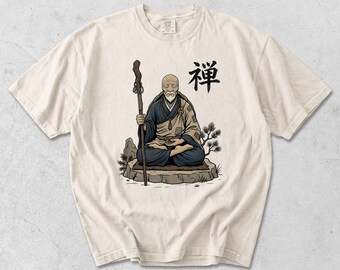 Camiseta Zen Turtle Monk, Camiseta del Maestro Oogway de la estética japonesa, Camiseta vintage con estampado de tortuga para meditación, Arte budista retro de monje, Regalo de yoga