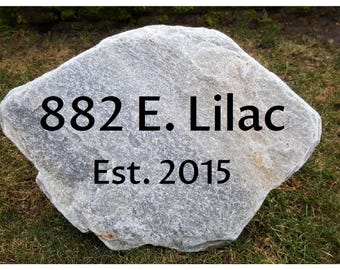 ADDRESS MARKER -Engraved MICA Stone - Custom Stone Personalized - Garden Stone - House Entry - Yard Decor - Address Sign