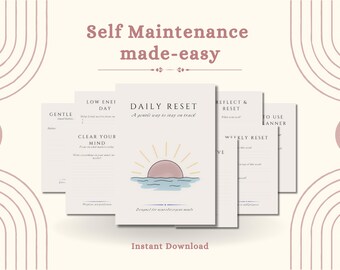 Self Care Reset Printable | Daily & Weekly Planner PDF | Mental Reset Journal | Habit Tracker | Soft Routine Planner | Aesthetic Wellness