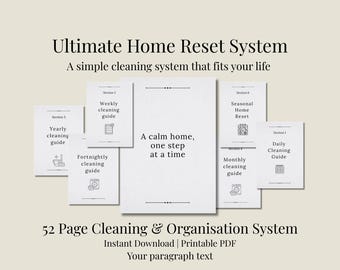Ultimate Home Reset Planner PDF | Cleaning Schedule Checklist | Daily Weekly Monthly Cleaning Planner | ADHD Neurodivergent Friendly Routine
