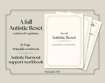 Autistic Burnout Workbook Printable PDF | 22-Page Reset & Self-Regulation Planner