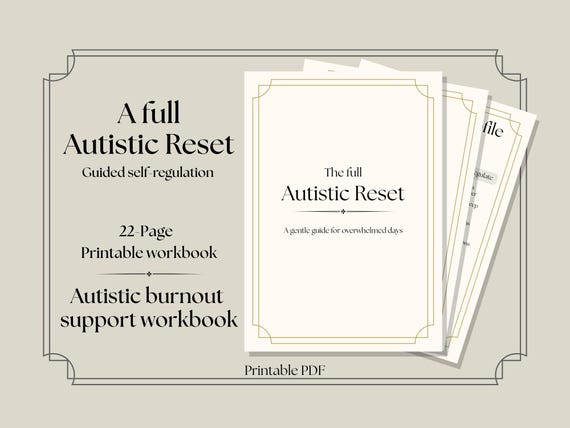 Autistic Burnout Workbook Printable PDF | 22-Page Reset & Self-Regulation Planner
