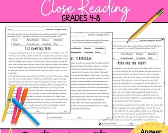 Figurative Language Worksheets | Differentiated Close Reading